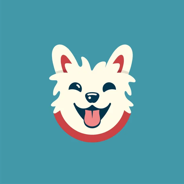 Dog Face Rir Logotipo Fundo Branco — Vetor de Stock