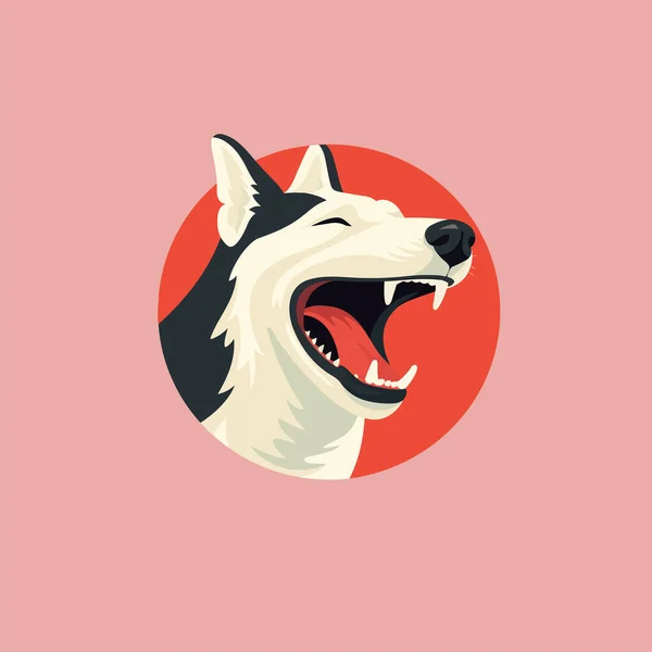 Hund Lacht Gesicht Flache Ikone Design — Stockvektor