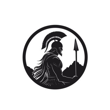 Spartalı bir savaşçı vektör çiziminin silüeti 