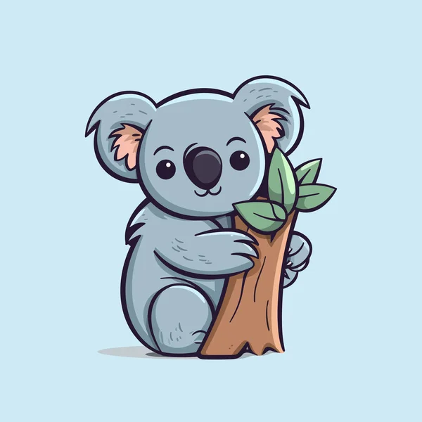 Niedlicher Koala Umarmt Einen Baumvektor — Stockvektor