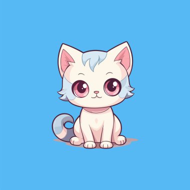 Şirin kedi kawaii chibi çizim stili kedi vektörü