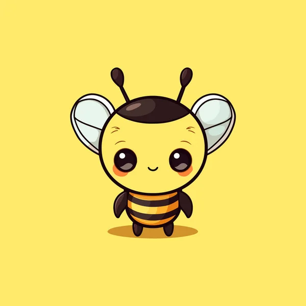 Cute Bee Illustration Bee Kawaii Chibi Vector Drawing Style Bee — Stock Vector
