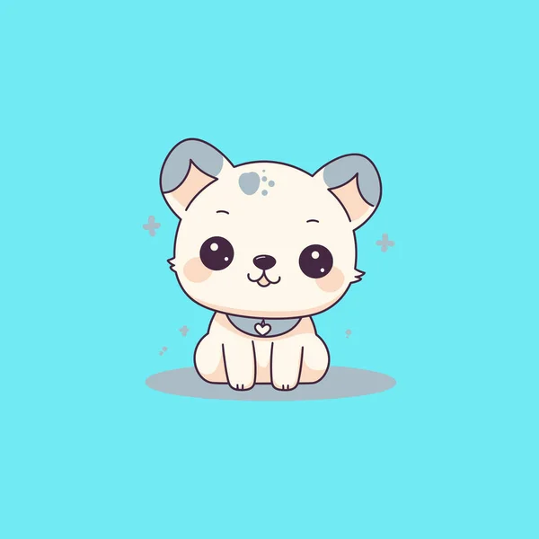 Cute Chibi Dog Kawaii Illustration — Stock Vector