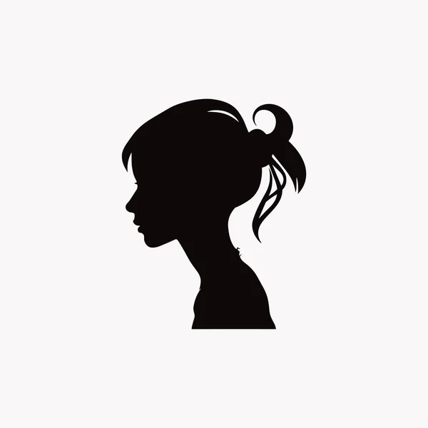 Mädchen Kopf Silhouette Vektor Illustration — Stockvektor