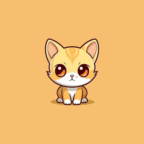 Bonito Vetor Gato Kawaii Amarelo — Vetor de Stock