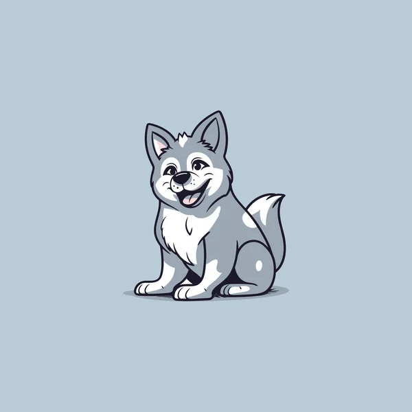 Uśmiechnięty Husky Pies Wektor Ilustracja — Wektor stockowy