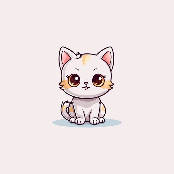 Ilustração Vetor Kawaii Gato Branco — Vetor de Stock