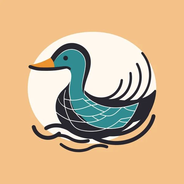 Vector Logotipo Ilustração Pato Estilo Mascote Simples — Vetor de Stock