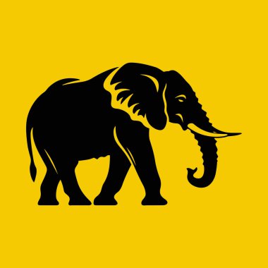 Sarı zemin üzerinde siyah fil vektörü - 9751-4f5c-9581-6fbb4bc496fc
