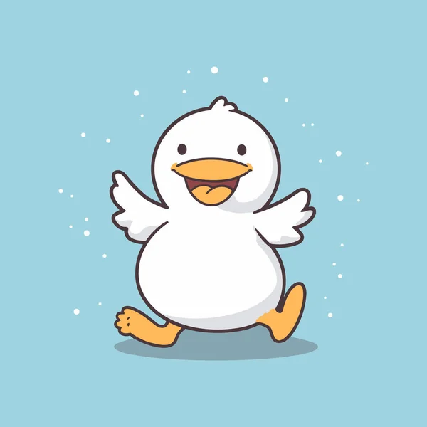 Personagem Pássaro Pato Branco Bonito Para Ilustração Vetores Desenhos Animados — Vetor de Stock