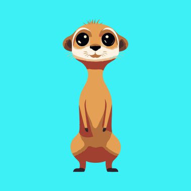 Mavi arkaplanda sevimli mirket karikatürü