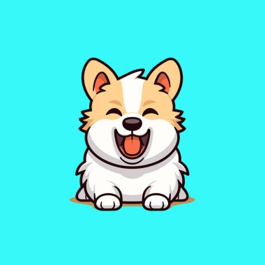 Şirin köpek çizgi filminin vektör çizimi gülüyor