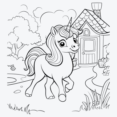 Bahçede renkli tek boynuzlu at