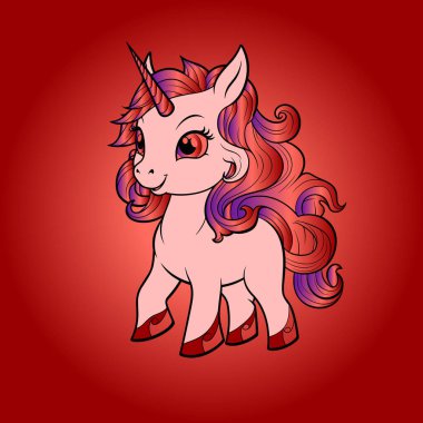 Gradyan arkaplanda neon gökkuşağı tek boynuzlu atı