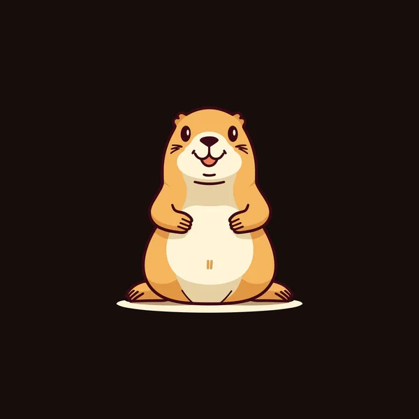 黑色背景下的快乐胖胖的草原狗 — 图库矢量图片