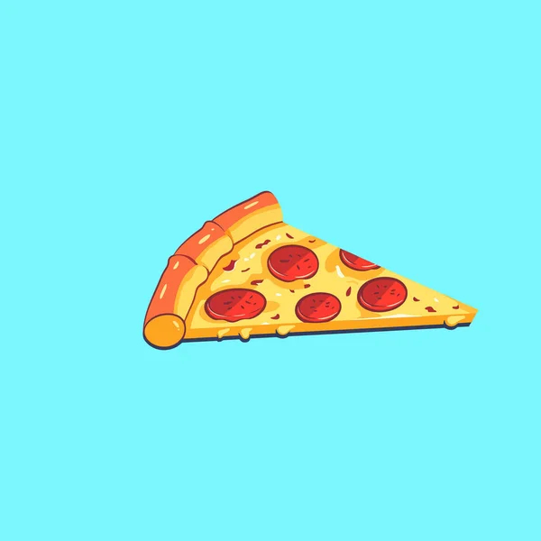 ブルーのペッパーニピザのおいしいスライス — ストックベクタ