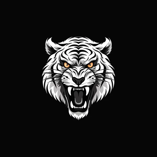 Dziki Biały Tygrys Warczy Czarny — Wektor stockowy