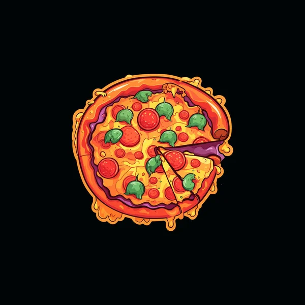 Нарезанная Пицца Вкусной Начинкой — стоковый вектор
