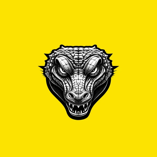 Der Feurige Krokodilkopf Auf Gelbem Hintergrund — Stockvektor