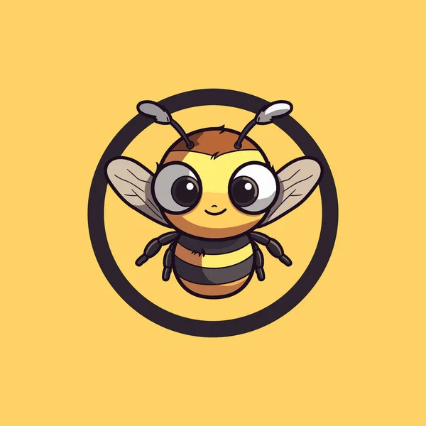 Szczęśliwa Pszczoła Czarnym Kręgu — Wektor stockowy