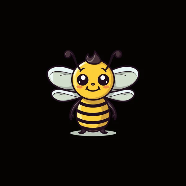 Happy Bee Met Strepen Vleugels — Stockvector