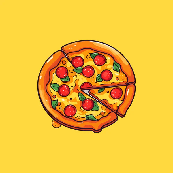 Векторная Иллюстрация Вкусного Ломтика Пиццы — стоковый вектор