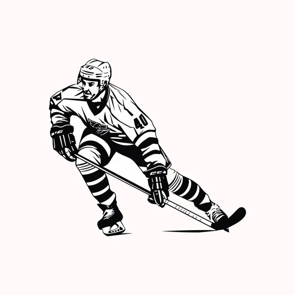 Векторная Иллюстрация Хоккеиста Действии — стоковый вектор