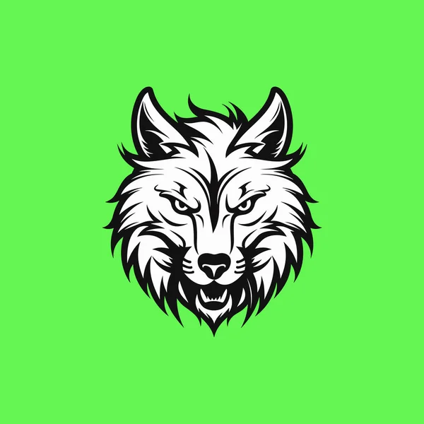 Vector Illustration Fierce Wolf Green Background — Stock Vector