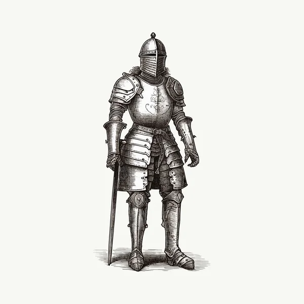 Εικονογράφηση Διάνυσμα Ενός Ιππότη Στο Shining Armor — Διανυσματικό Αρχείο