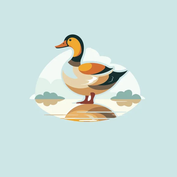 Duck Walking Water Capturando Movimento Gracioso — Vetor de Stock