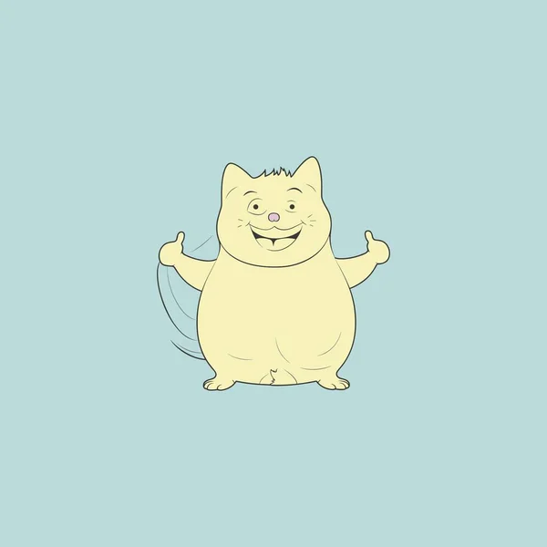 Lustige Dicke Katze Mit Erhobenem Daumen — Stockvektor