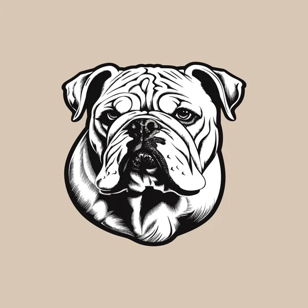 Bulldog Preto Branco Impressionante Vector Design — Vetor de Stock