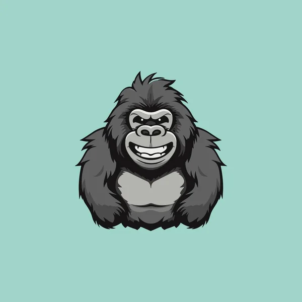 Entzückendes Gorilla Maskottchen Lächelt Einfachen Flachen Vektor Design — Stockvektor