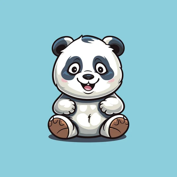 Entzückendes Panda Maskottchen Lächelt Vektor Design — Stockvektor