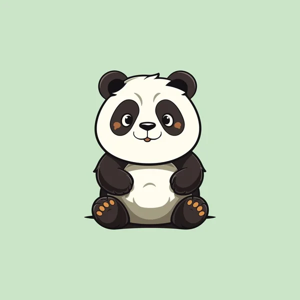 Linda Mascota Panda Sonriente Estilo Vectorial — Vector de stock