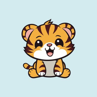 Oyuncu Kawaii Vektör Sanatında Sevimli Kaplan