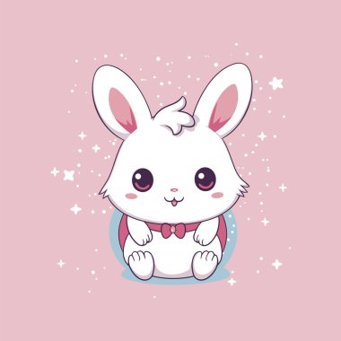 Charming Kawaii Biçim Tavşan Vektör Tasarımı