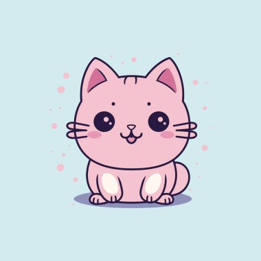 Kawaii Biçiminde Sevimli Kedi Vektörü