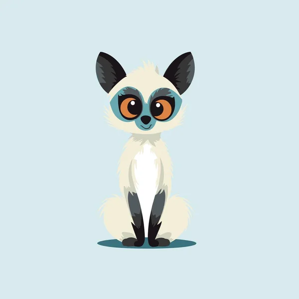 Desenhos Animados Bonitos Lemur Vetor Ilustração —  Vetores de Stock