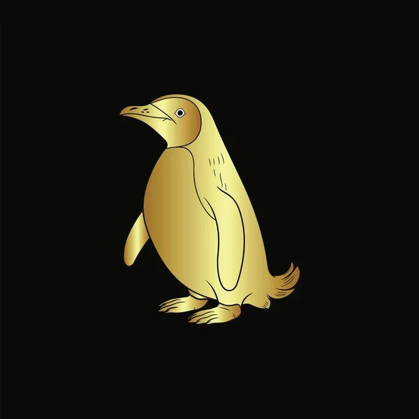 Gold Vector Illustration Penguin — Stock Vector