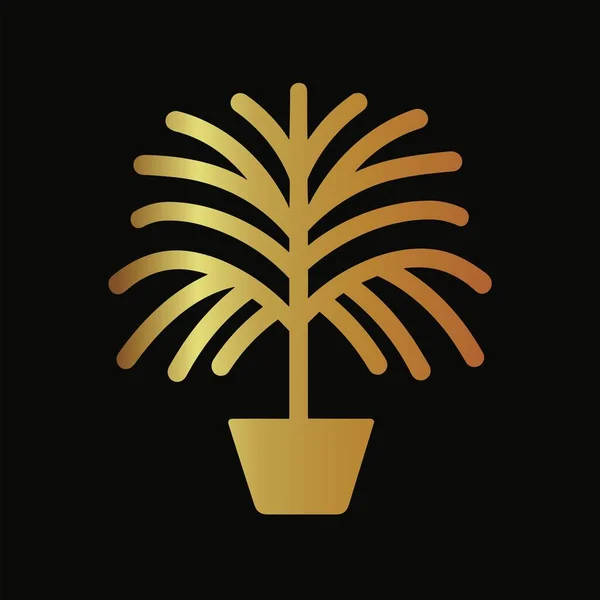 Golden Palm Plant Vector Illustrations Tropical Touch — Stock Vector
