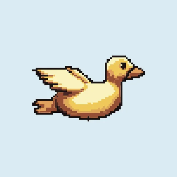 Pixa Art Duck Voando Isolado Branco — Vetor de Stock