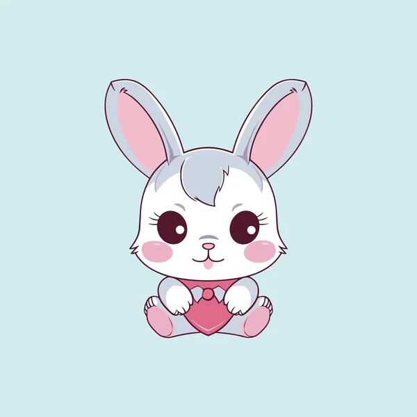 Sweet Kawaii Rabbit Cartoon Vector — Stock Vector