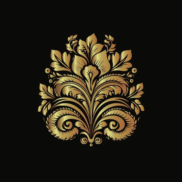 Gold Floral Ornament Vector White — Stock Vector