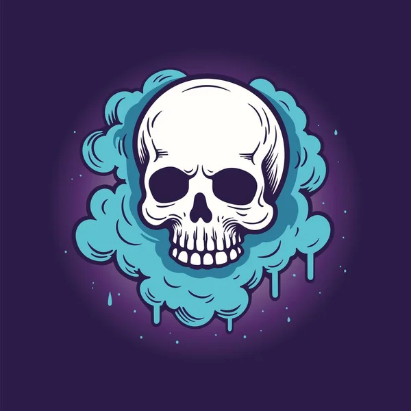 Chilling Ghostly Apparition Floating Skull — Stock Vector