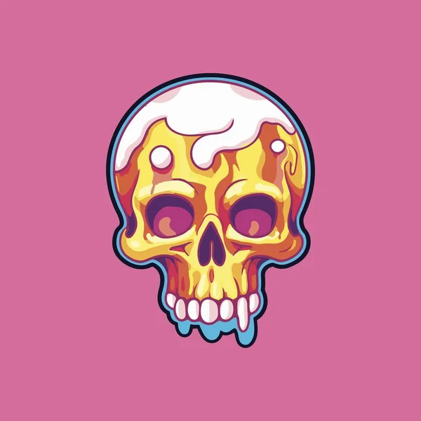 Crâne Mignon Avec Grands Yeux — Image vectorielle
