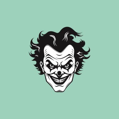 Korkunç Palyaço Kafa Maskot İllüstrasyonu
