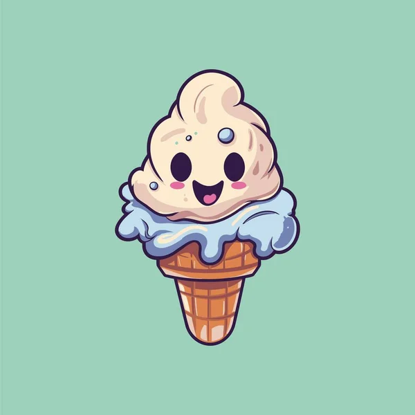 Cute Adorable Ice Cream Ghost Vector — Stock Vector