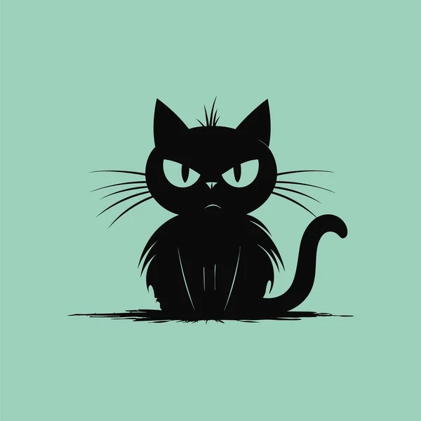 Desconcertante Halloween Black Cat Vector Sketch — Vetor de Stock