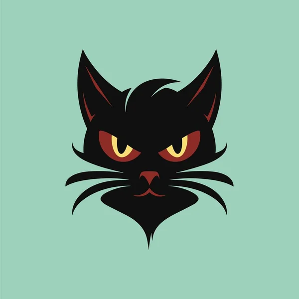 Eerie Halloween Black Cat Vector Gráfico — Vetor de Stock
